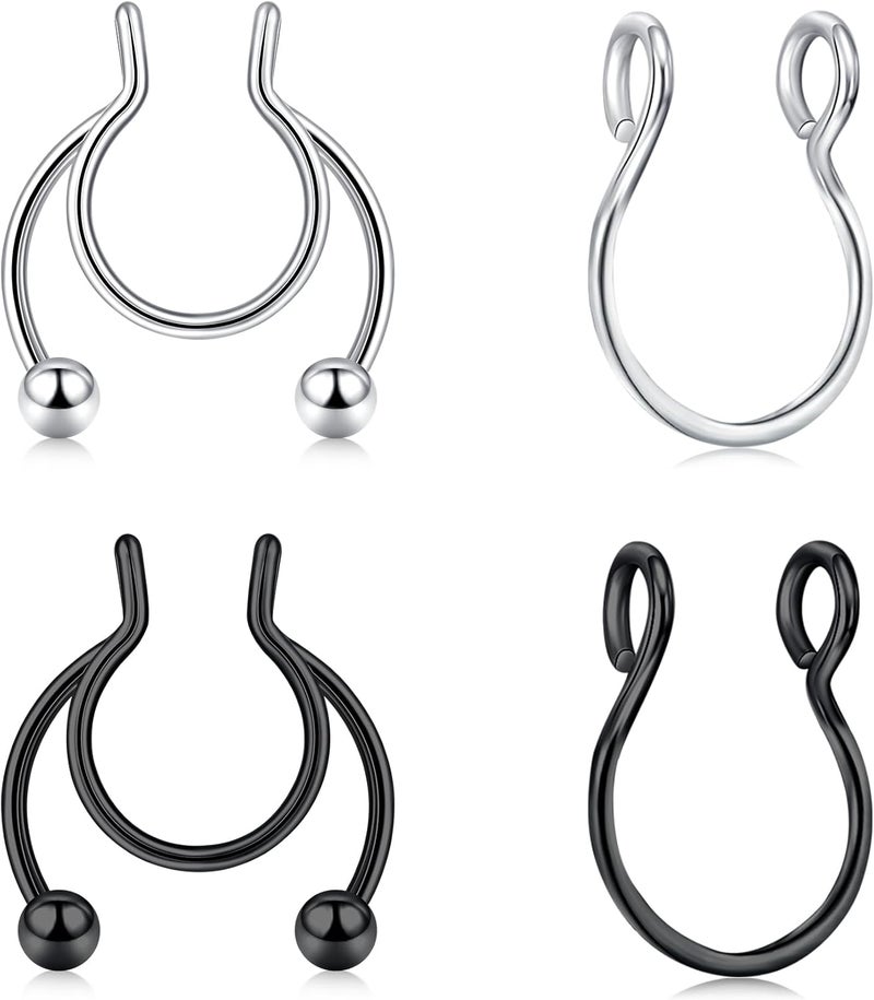 QWALIT Fake Septum Ring Fake Septum Piercing Faux Septum Nose Rings Fake Nose Ring Septum Fake Septum Nose Ring Clip On Septum Nose Ring Faux Septum Piercing Fake Septum Hoop Fake Septum Jewelry - Image 1